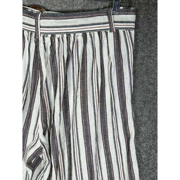 Maurices Linen Rayon Striped Split‎ Wide Leg Cropped Pants Womens Size XXL Belt - Picture 9 of 16